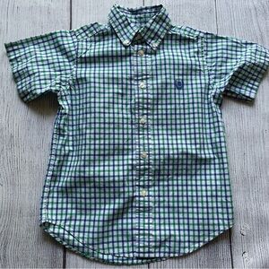 Chaps Plaid Blue & Green Short Sleeve Button Down Size 5